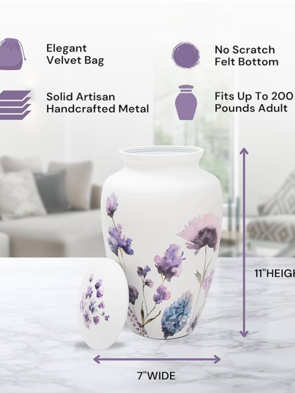 Memorial Urn w/Violets